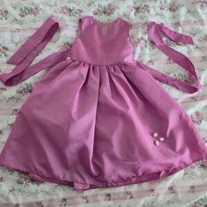 Pink Handmade Taffeta Girls Formal Dress